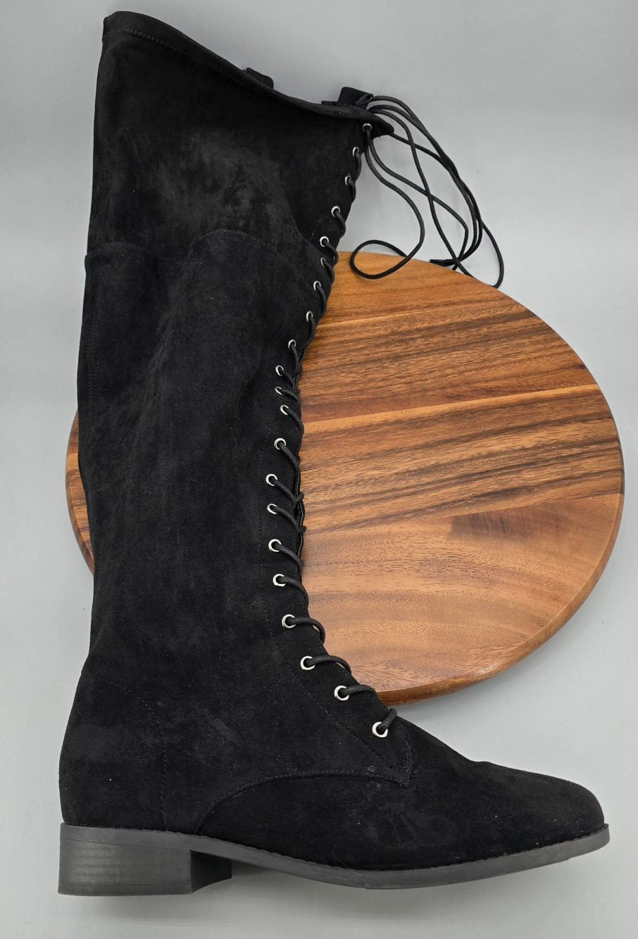 Torrid Boots Womens 11 WW Black Over The Knee High Tall Block Heel Lace Up Zip
